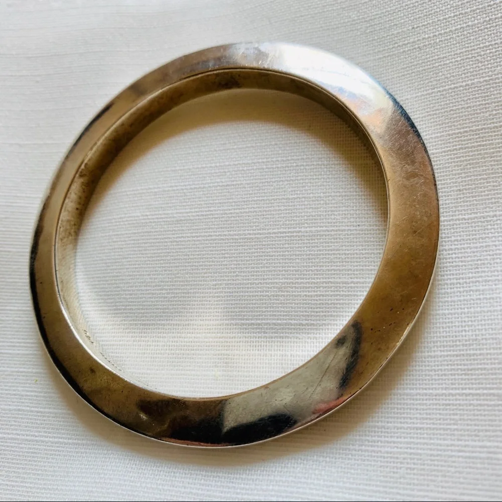 Mexico Sterling Silver 925 Bangle Bracelet TS-134 Minimalist Handcrafted